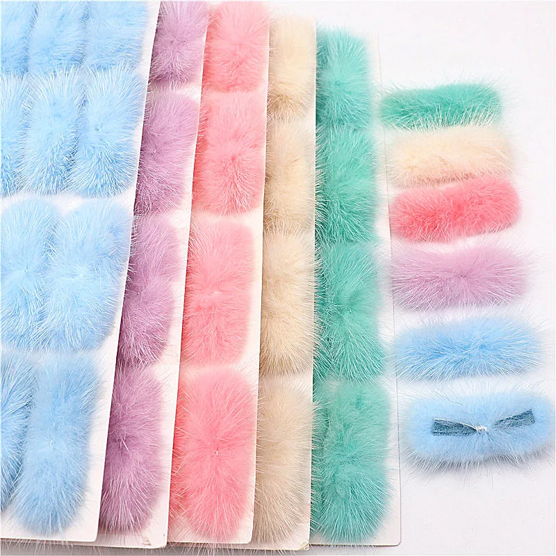 Natural Mink Fur Pompones 3*7cm Fur Bowknot Soft Pompoms ball DIY Pom Pom Handmade Headdress Clothing Hats Supplies Wholesale