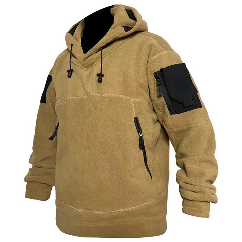 

Winter Tactical Hooded Sweatshirts Men Fleece Multiple Pockets Thick Warm Windproof Military Hiking Jackets Male Loose Outwear