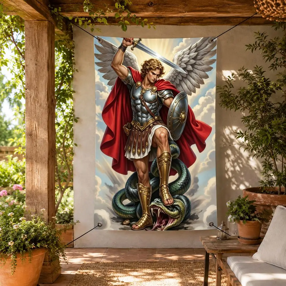Religion Catholic St Michael Angel Flags Decorative Flag Banner for Indoor Outdoor Wall Garden Yard Porch Patio Home Party Decor