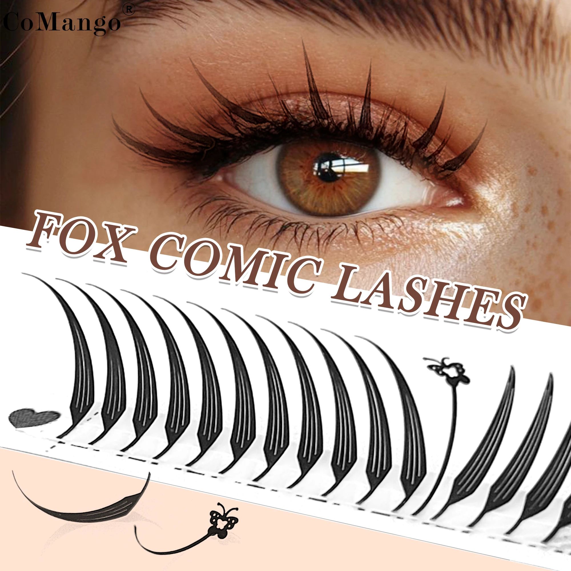 long lasting fox anime eyelash extension premade manga fairy false lash feather-light comic spire cosplay lash natrual daily use