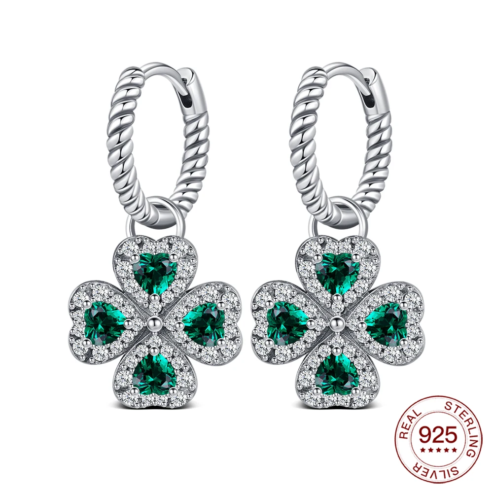 

Серьги из стерлингового серебра 925, четырехлистный клевер, серьги с бриллиантами, женские серьги, модельер, ювелирные изделия, подарки, аксессуары