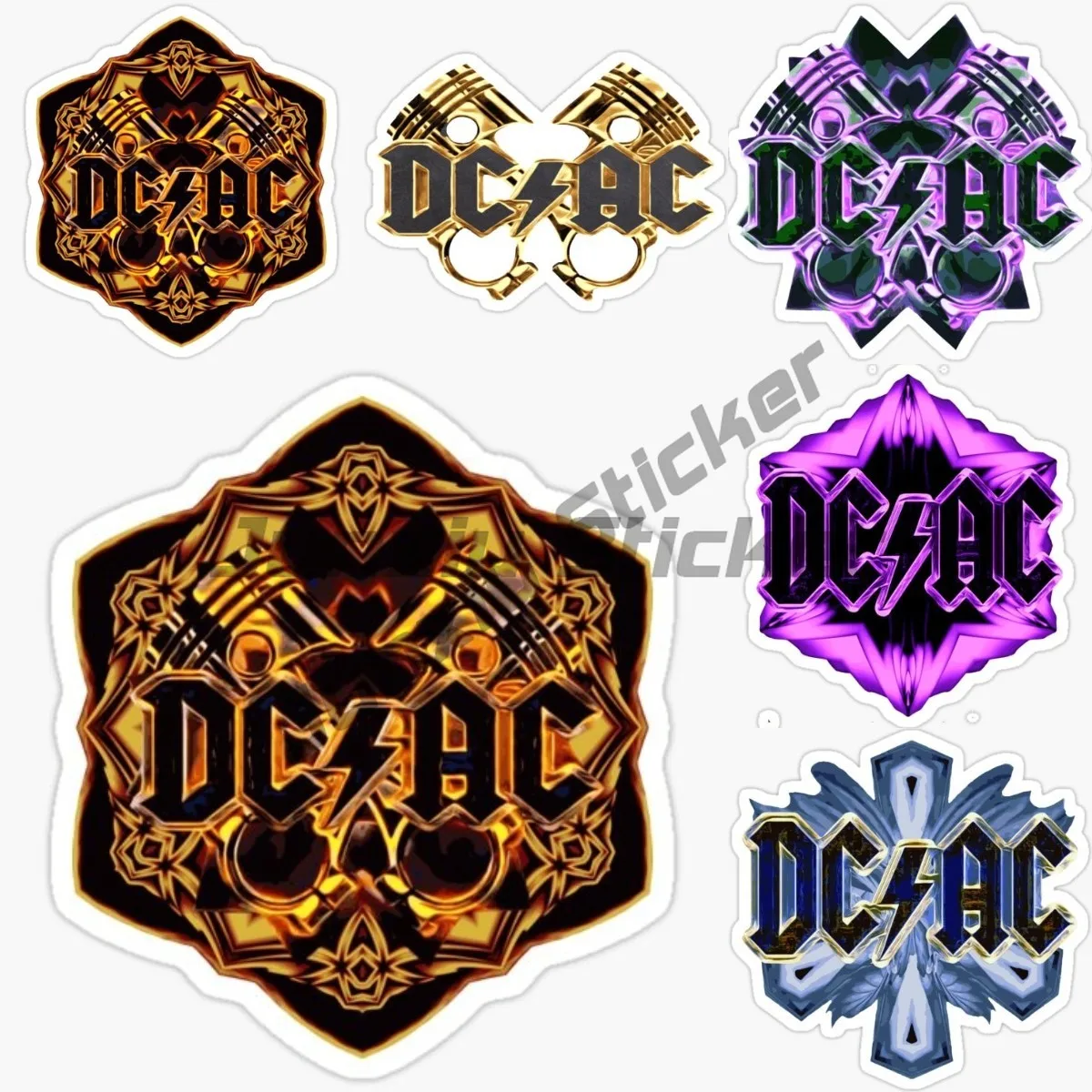 High Quality DCAC DC AC Music Decal Motocross Racing Laptop Helmet Trunk Wall Vinyl Car Sticker Die Cutting Waterproof PVC