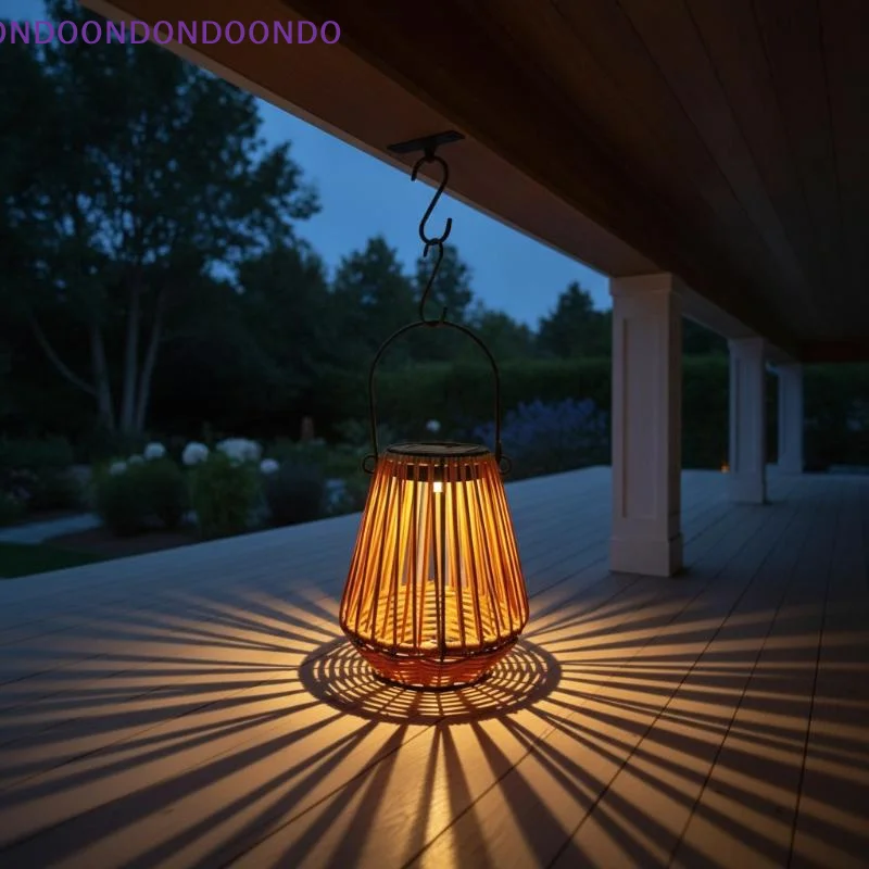 Energy Saving Solar Rattan Lantern Handwoven Hanging Warm Light for Holiday Party Balcony Decoration