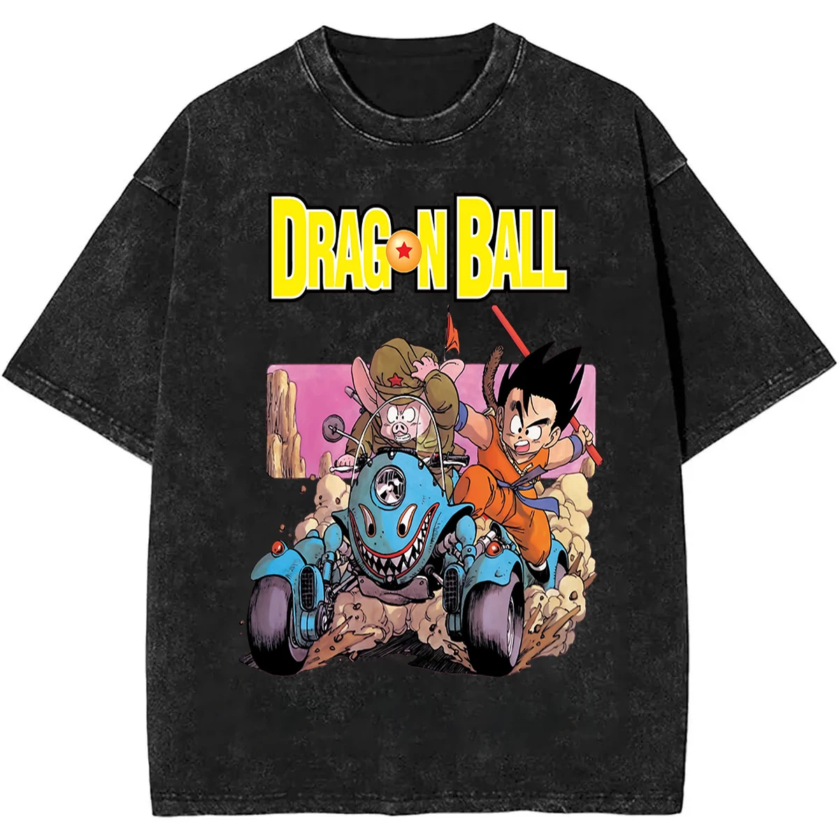 2026 Summer Dragon Ball Vintage T-Shirt 100% Cotton Heavyweight Washed Oversized Unisex Anime Super Saiyan Blue Goku & Gogeta