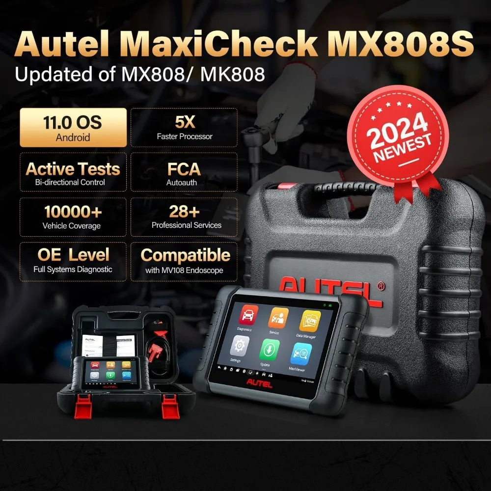 MaxiCheck MX808S Scanner, 2024 Bidirectional 11OS Ver. of MaxiCOM MK808S/ MK808Z, Function as MX900 MK900 MK900BT