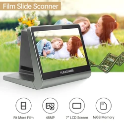 Bisofice 7'' LCD Screen Film Slide Scanner for 135 Film 126KPK /110 Film/Super8/ Monochrome/Slide to Digital JPEG Photos 16GB