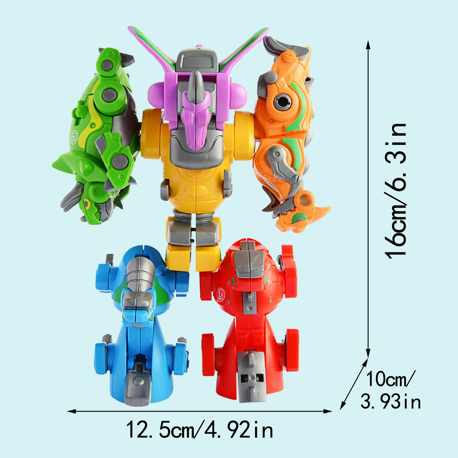 1pc 6 Em 1 Dinossauro Transformado Dinossauro Brinquedos Dino Robô Deformação Bonito Dinossauro Mecha Big Fit Transform Para Crianças Anime Figure