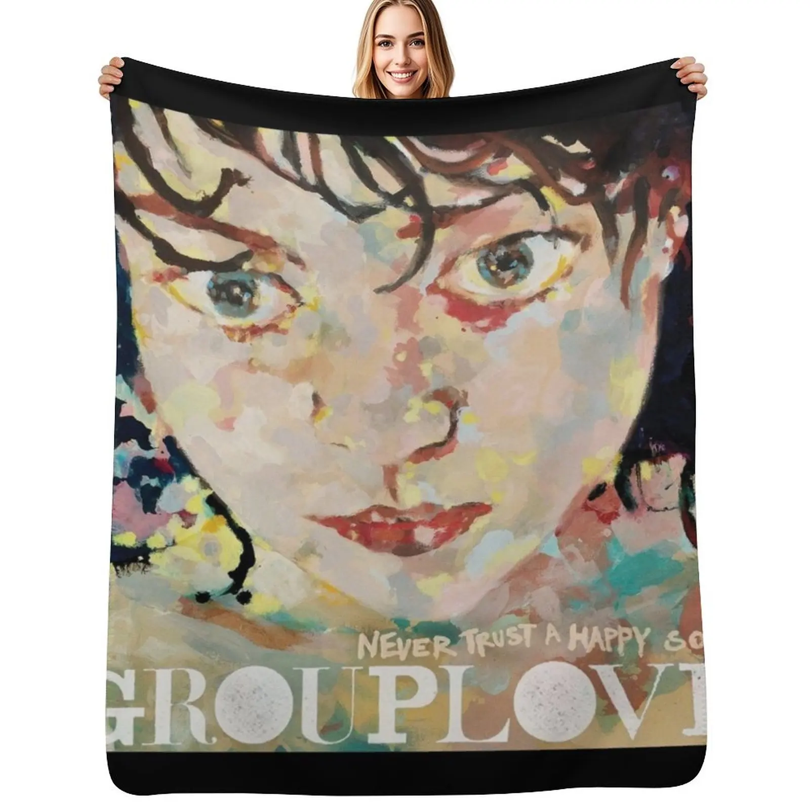 

Never trust a happy song Throw Blanket All Season Lightweight Soft Blanket for Bed