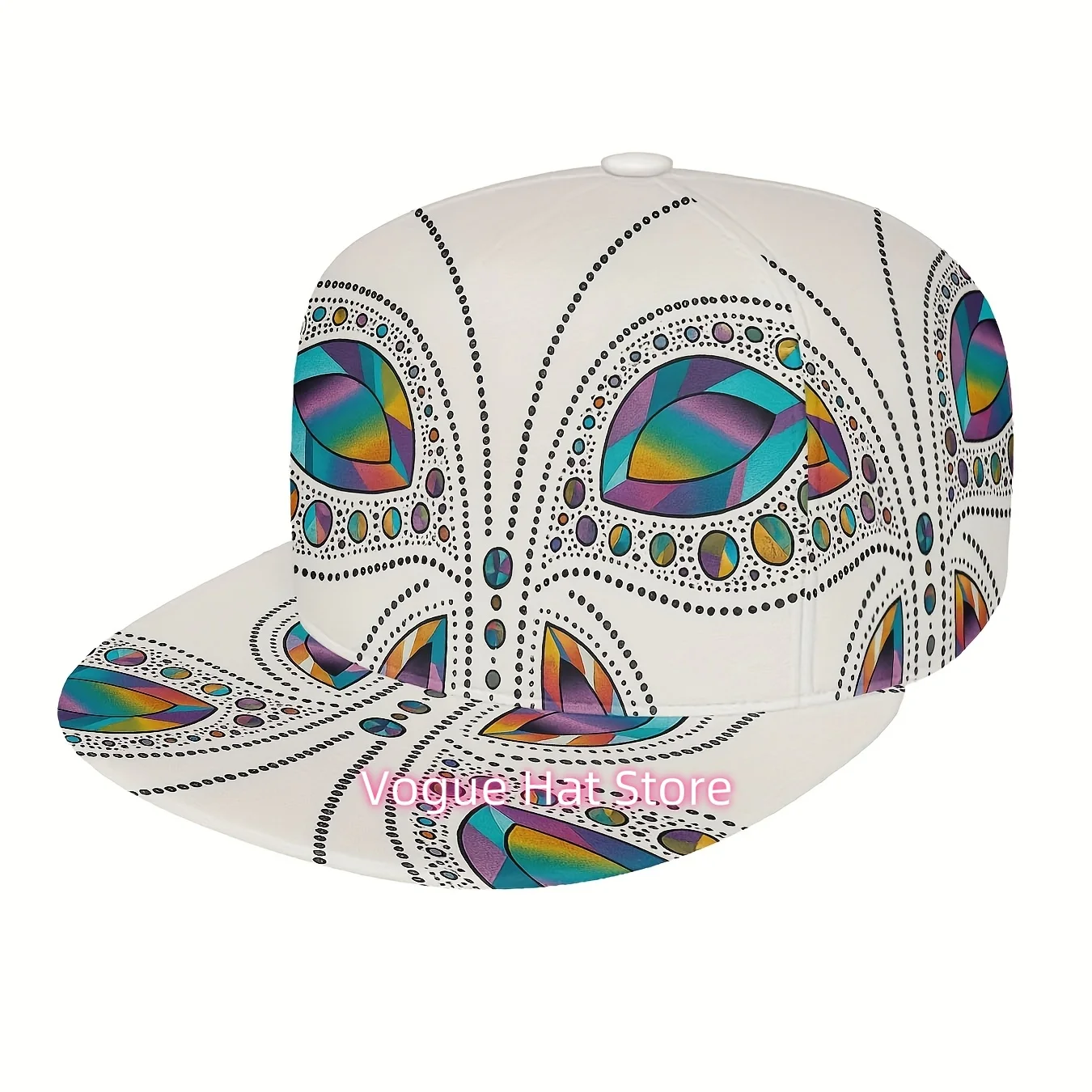 2D Flat - 1pc, Stylish Unisex Cap - Striking 2D Crystal Wings, Flat Brim Baseball Hat, Adjustable Snapback, Ideal for Urban Fash