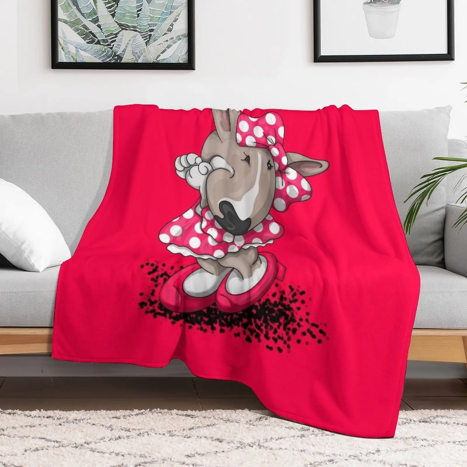 Miss Mini Bullterrier Throw Blanket Beach Soft Nap Blankets