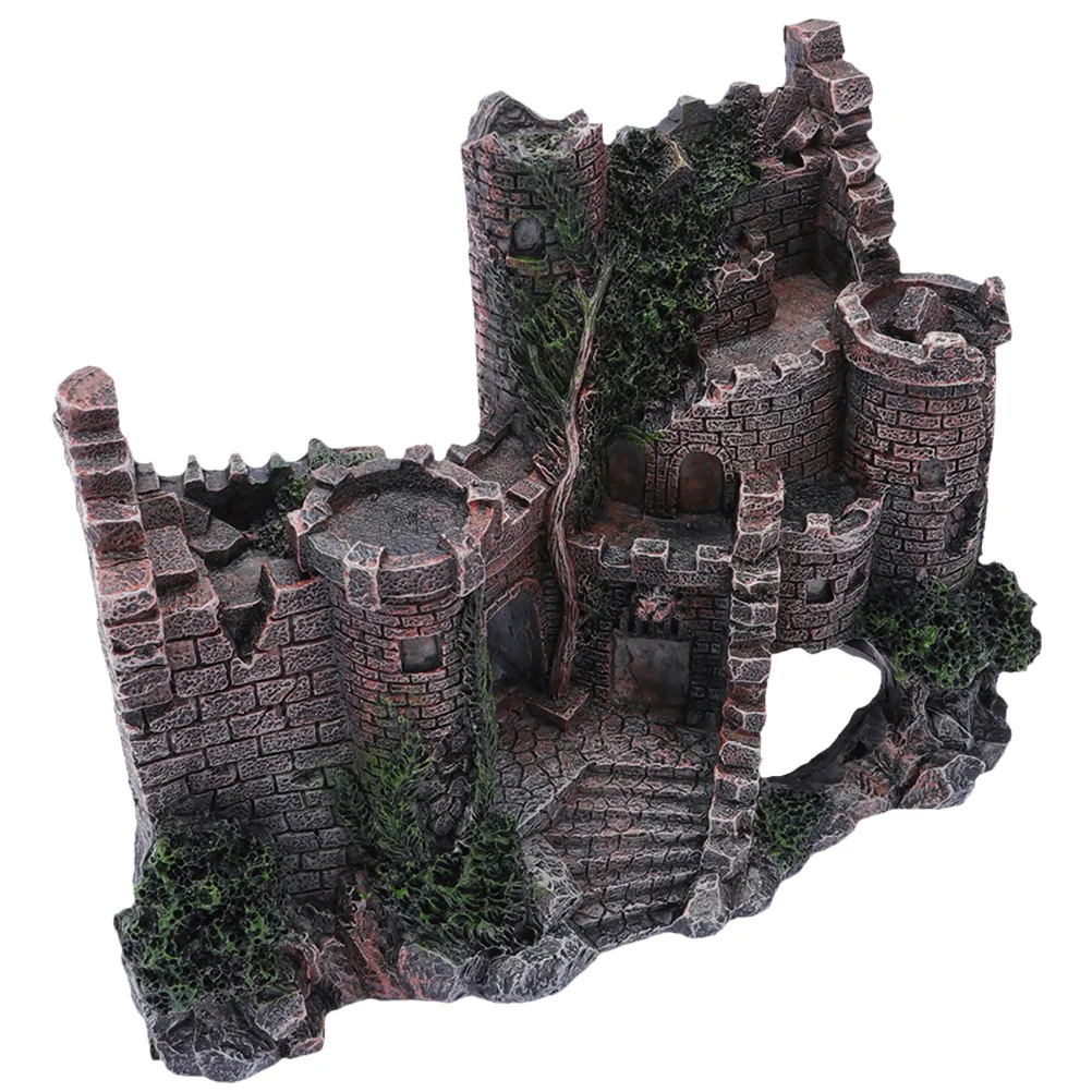 حوض السمك القلعة زخرفة الراتنج ديكور المناظر الطبيعية تحت الماء للأسماك الديكور الإبداعية خزان الأسماك القلعة تحت الماء #2