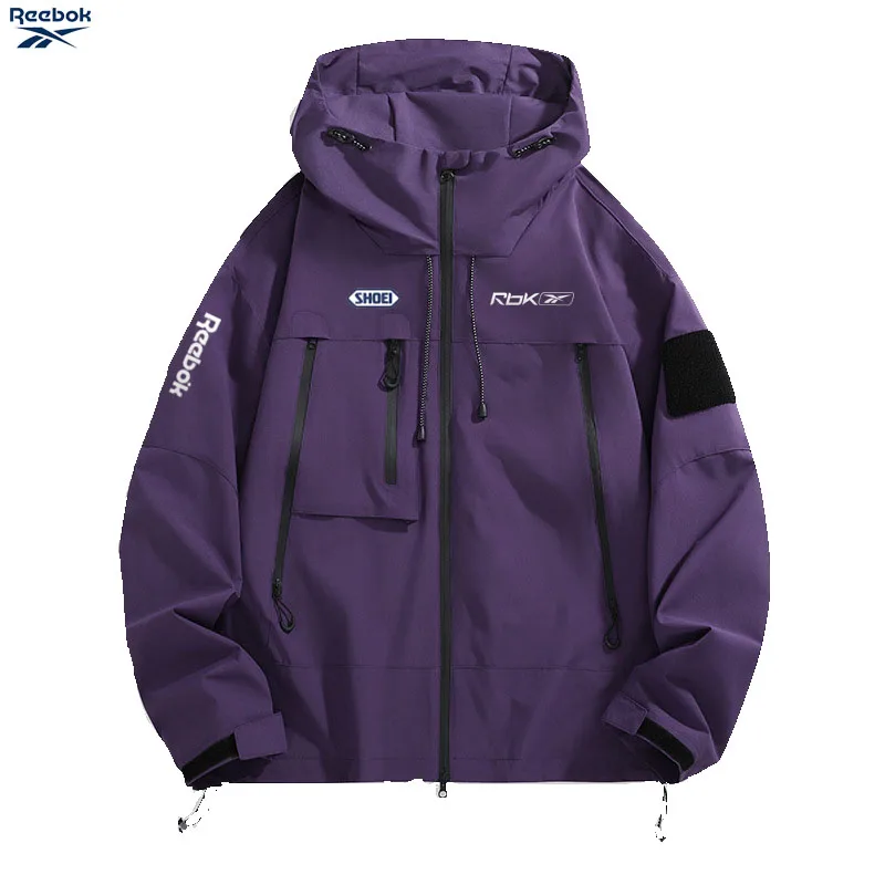 Reebok brand men's and women's universal camping coat, outdoor waterproof and windproof jacket, hiking suit, loose and neutral s