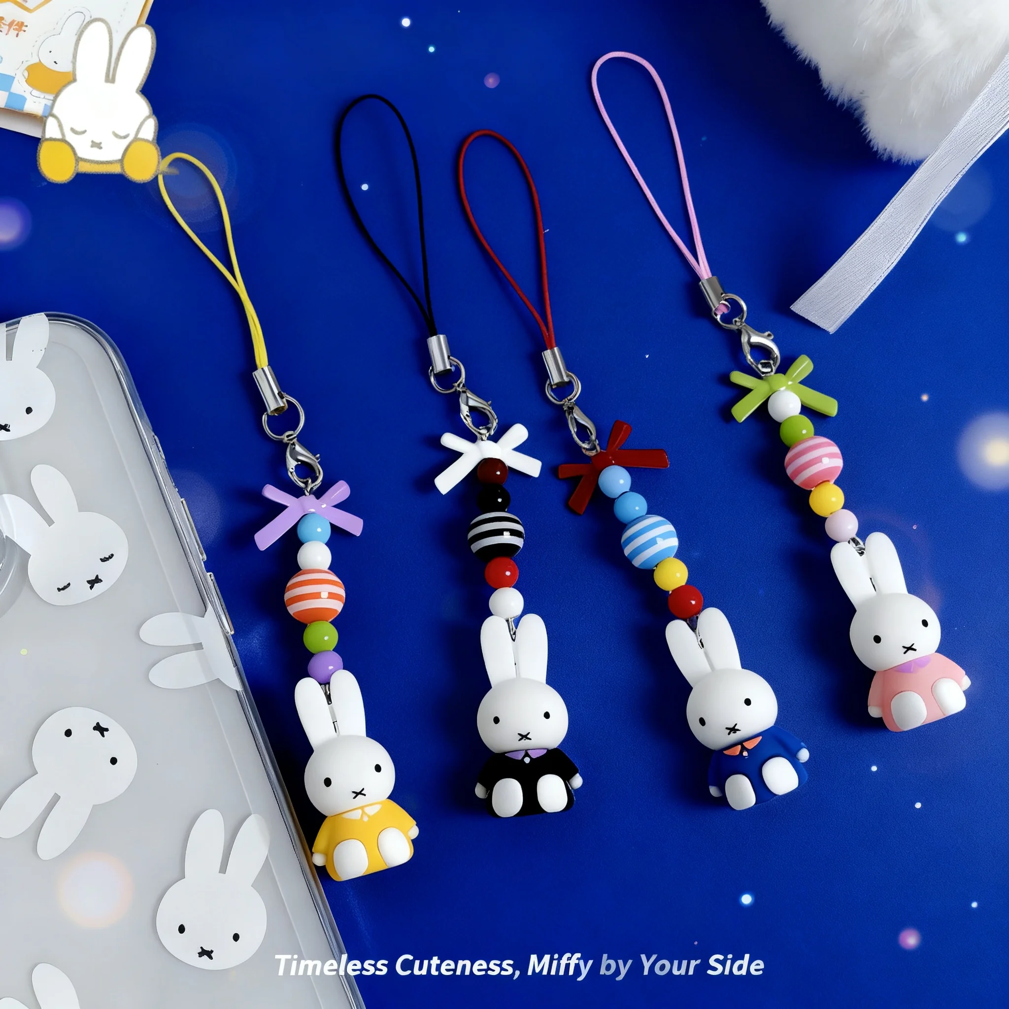 Best Fashion Miffy Keychain Kawaii Anime Little Rabbit Bow Creative Y2K Punk Style Bag Cute Cartoon Charm Girl Gift Adorable