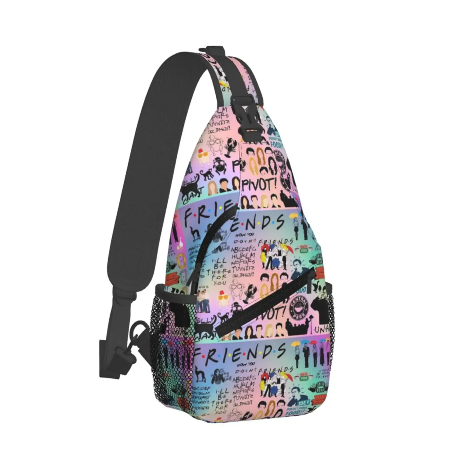 Friends Pattern Print Chest Bags Crossbody Sling Bag Travel Hiking Sports Backpack Casual Lightweight Daypack for Men Women