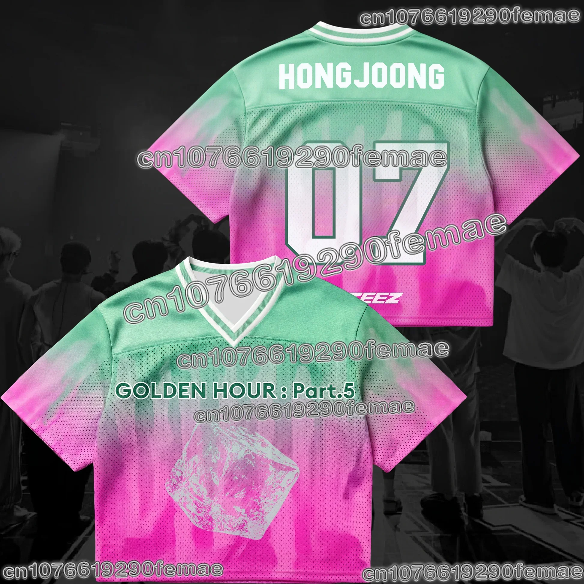 Ateez Golden Hour Part 5 Comeback Women's Summer Top Mesh Jersey K-pop Fan Shirt Breathable Fashion Streetwear Clothing