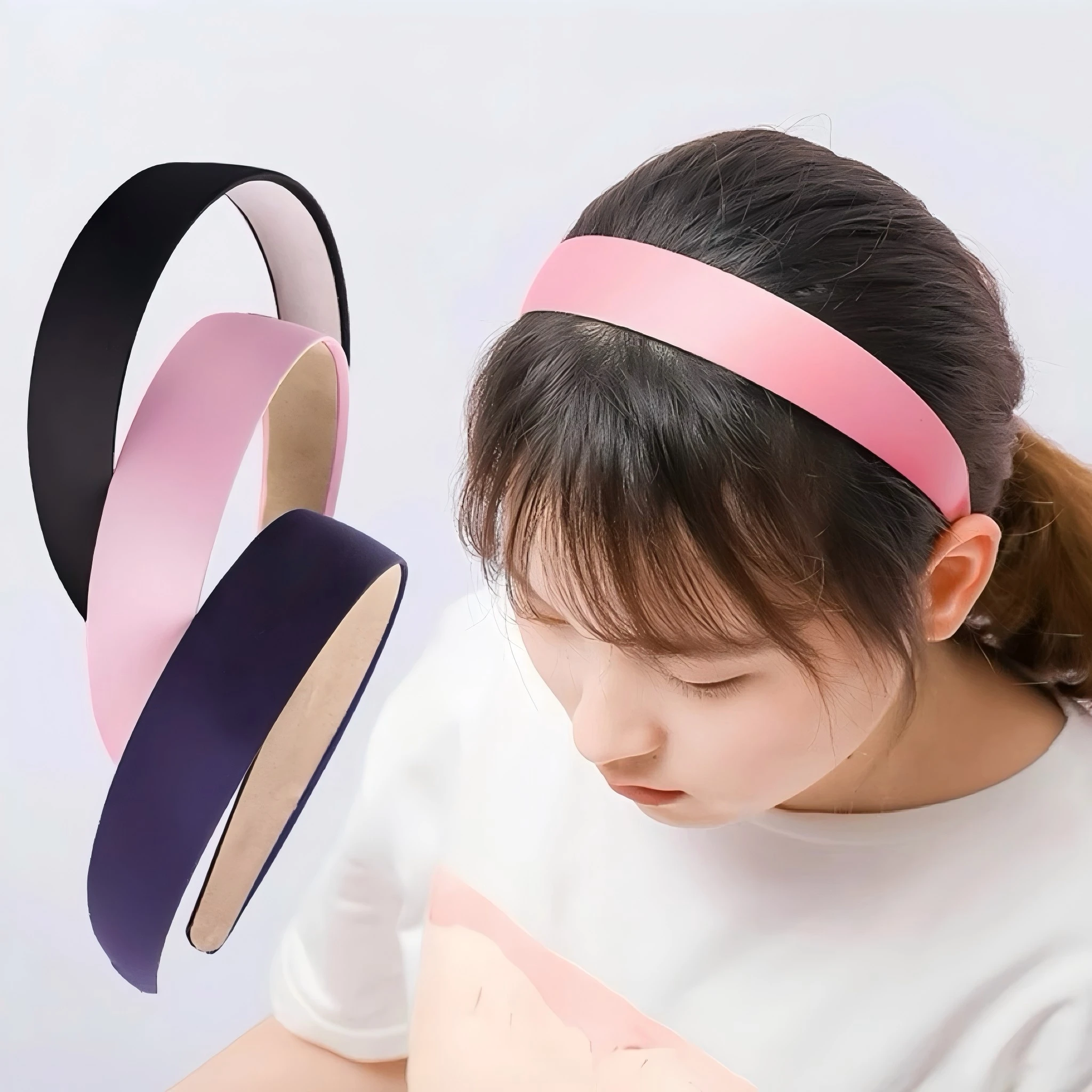 1/3/6er-Pack Satin-Stirnband 1,2 Zoll Breit für Frauen und Mädchen Rutschfestes Modisches Haarband DIY Urlaubs-Accessoires Diademas Coreanas Para Mujer – Detail 10