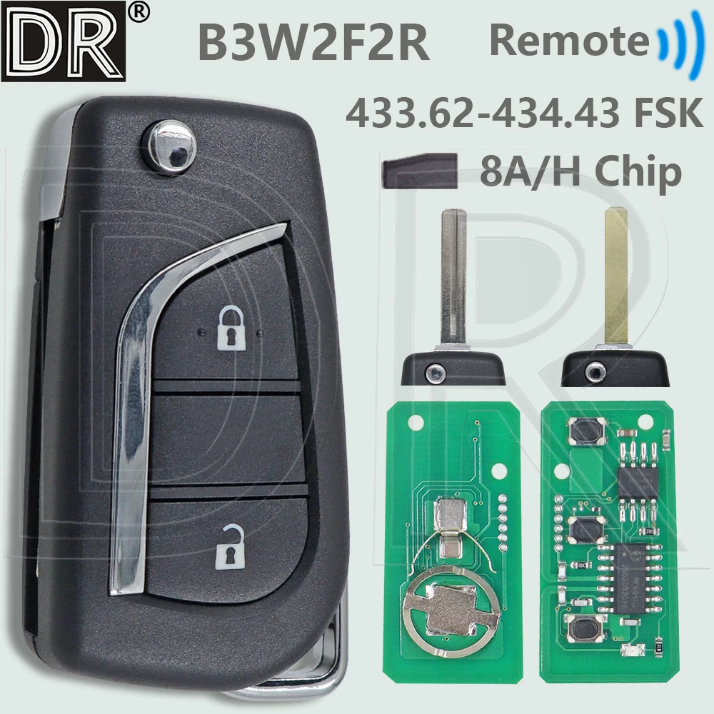 

DR B3W2F2R 8A Chip 433.62-434.43 FSK Flip Car Remote Key For Toyota Corolla Cross 2023 2024 Aygo X Yaris Yaris Hybrid 2019-2024