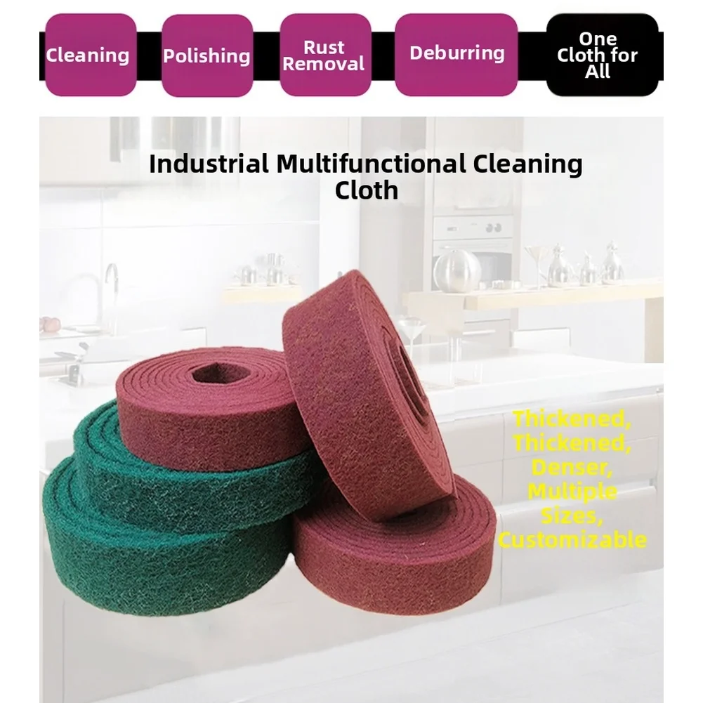 Professional Scouring Pad Red Scouring Pad Roll For Kitchen Stainless Steel Rust Removal And Dish Cleaning 6m Long