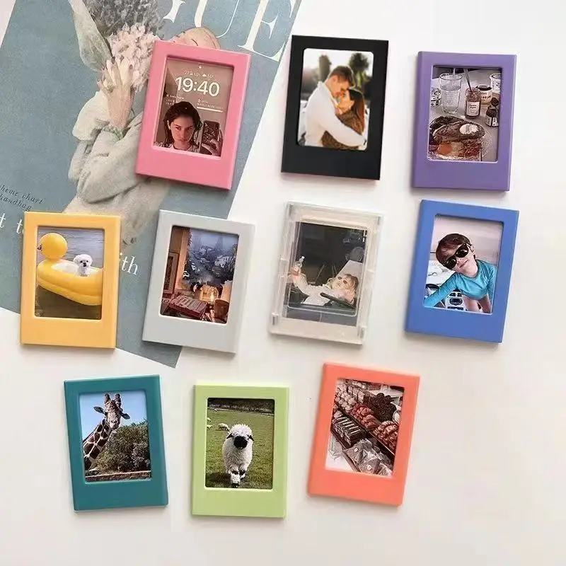 

2pcs 3 Inch Colourful Acrylic Fridge Magnet Photo Frame DIY Decorative Display Stand for Instax Mini Polaroid Fujifilm Photo