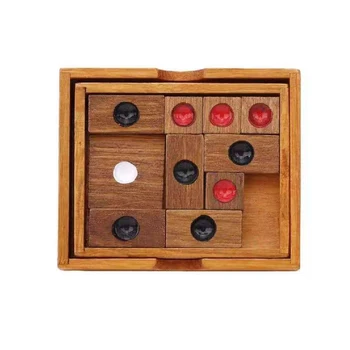 나무 두뇌 티저 Huarong 슬라이딩 퍼즐 어린이와 성인을위한 논리적 사고 게임 교육 지적 장난감