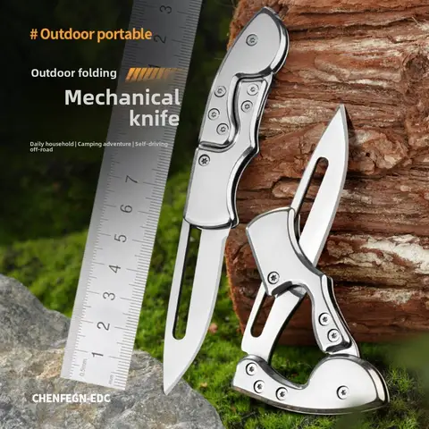Bilashmart Outdoor Folding Knife Mini Structural Mechanical Knife Stainless Steel Portable Camping Survival Hunting Tactical Pocket Knives