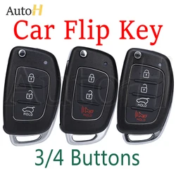 Carcasa de llave inteligente para coche, carcasa plegable con tapa para llave remota, 3/4 botones, para Hyundai IX35 IX45 Accent I40 HB20 SANTA FE Solaris