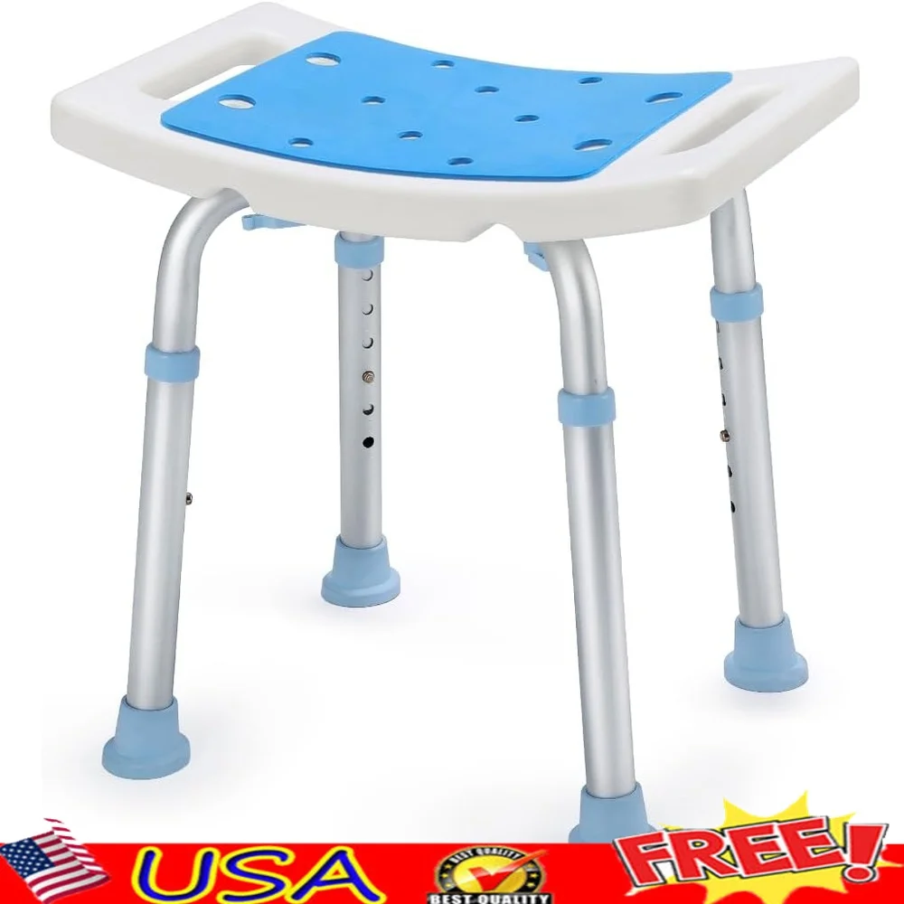 

Adjustable Shower Chair Bath Stool Lightweight Anti-Slip Bench Tool-Free Assembly Sturdy Shower Seat Elderly Adults Disabled