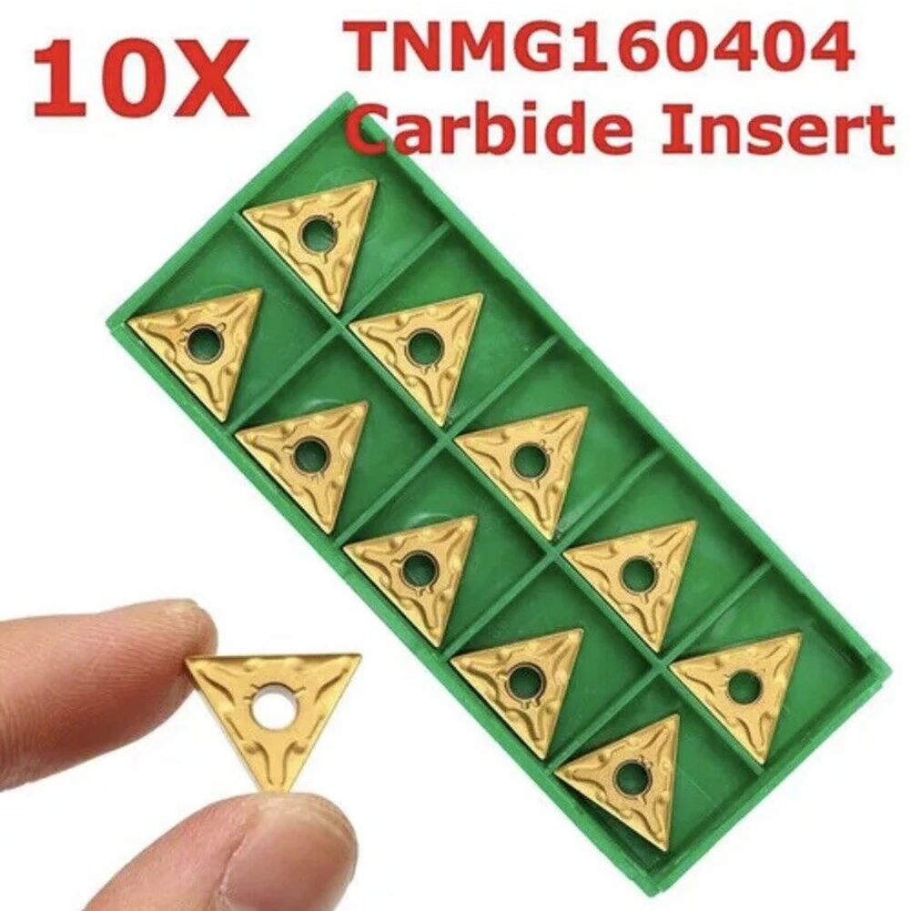 10pcs/Box Golden Lathe TNMG160404 Carbide Triangular Tips Inserts High-quality Steel Cutting Tools For Semi-fining