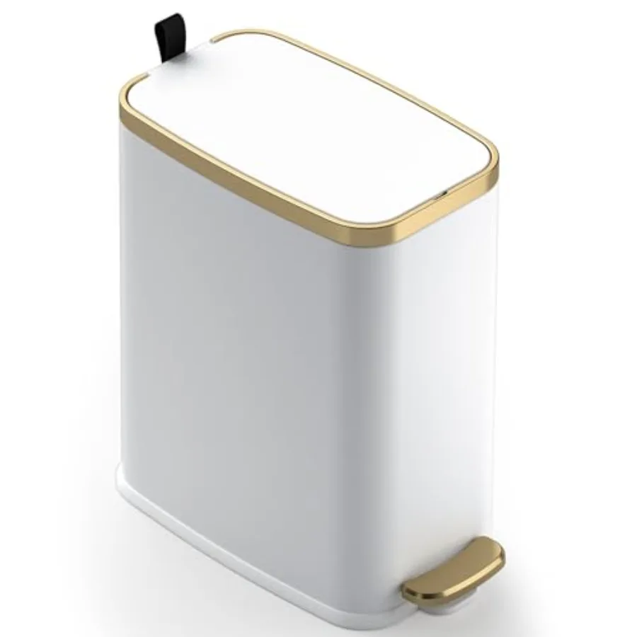 

Small Bathroom Trash Can with Lid Soft Close-5L/1.3 Gal Stainless Steel Garbage Can-Step Pedal Wastebasket Slim Trash Bin for O