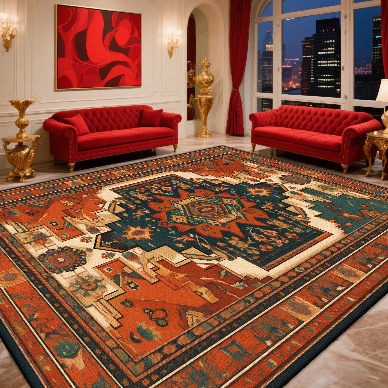 Ретро персидский ковер, украшение для гостиной, спальня, богемный красный, большие коврики, моющийся ковер для отдыха, журнальные столики, коврик