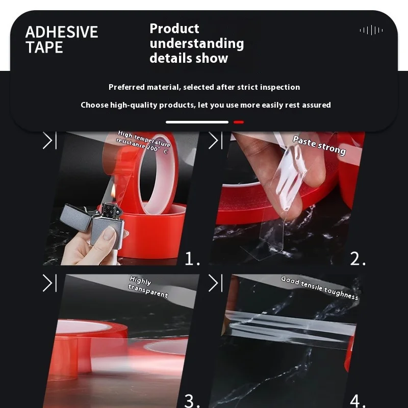 Double Sided Adhesive Tape Acrylic Transparent No Traces Sticker for LED Strip Transparent Seamless Double-Sided Tape 10m