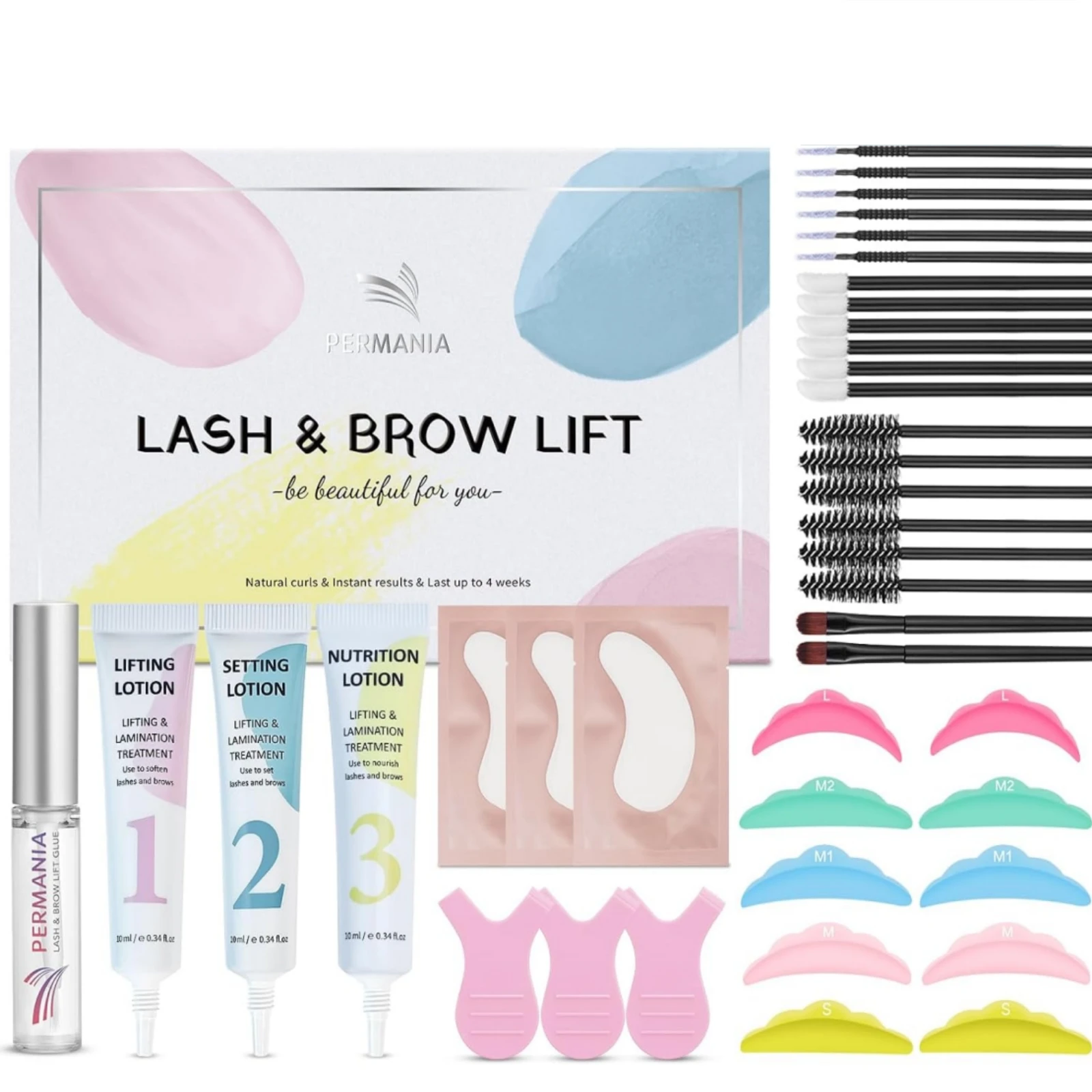 PERMANIA Lash Lift Kit Eyelash Perm Kit DIY Lash Curling Set For Beginner Home Use Gentle Formula Lash Lift Last Up to 4 Weeks