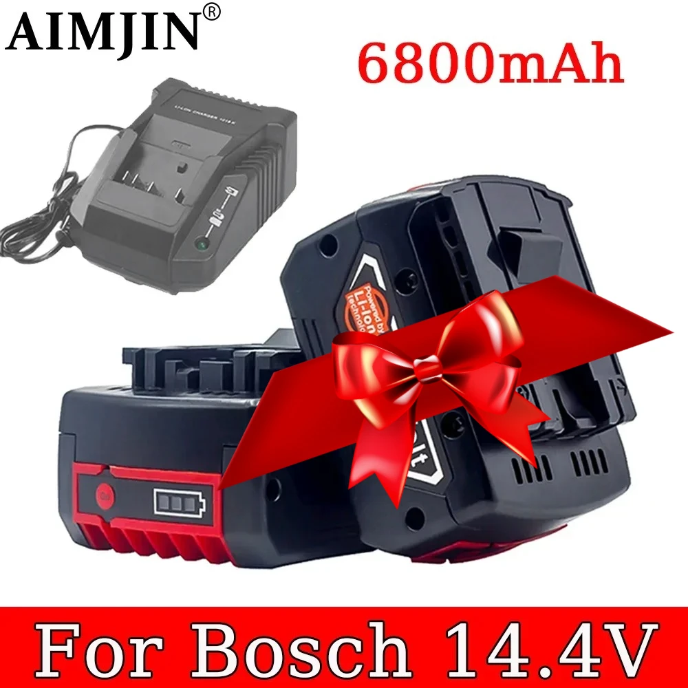

14.4V Rechargeable Battery 6.8Ah for Bosch Power tool GBH GDR GSR 1080 DDS180 BAT614G Replacement Li-ion Battery Charger Set