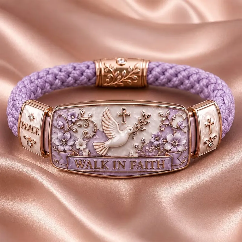 Peace Dove Commemorative Women's Bracelets WALK IN FAITH Flower Bracelet Romantic Gentle Party Gift