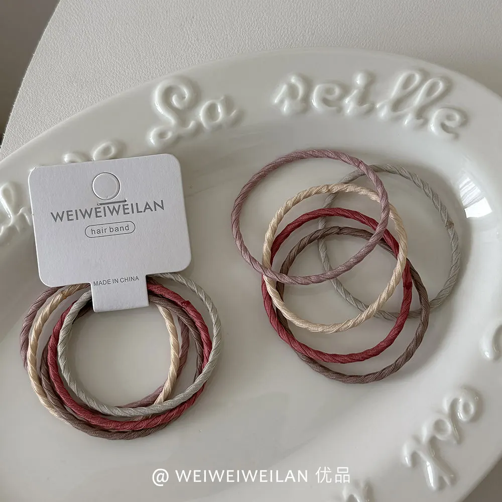 ربطات شعر مكونة من 5 قطع من الخيوط الملتوية عالية المرونة، أساسيات أساسية متينة ممتازة للنساء والرجال