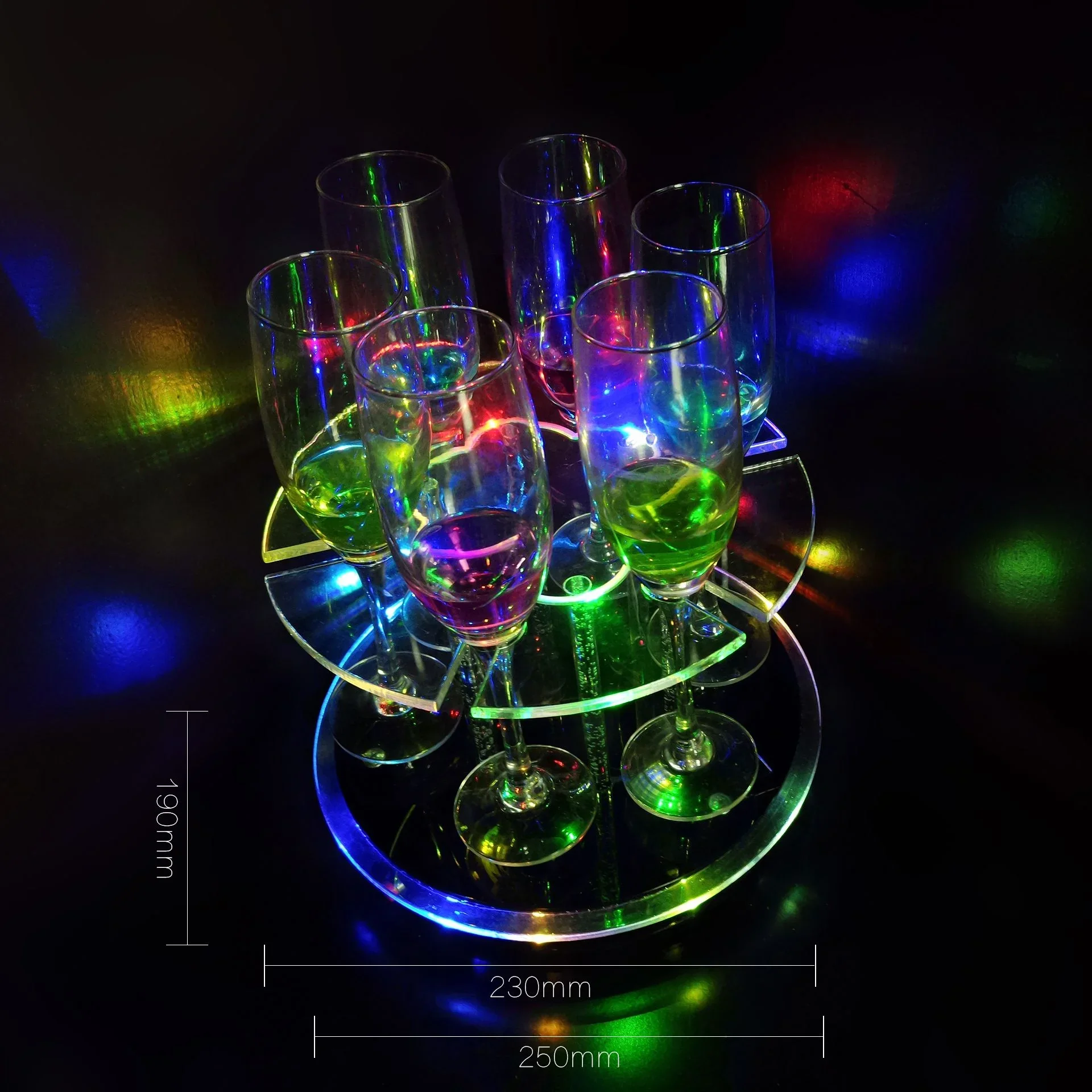 Rechargeable Battery LED Luminous Champagne Glasses Glorifier Cocktail Cup holder Stand VIP Service Shot Glass Rack Party Decor