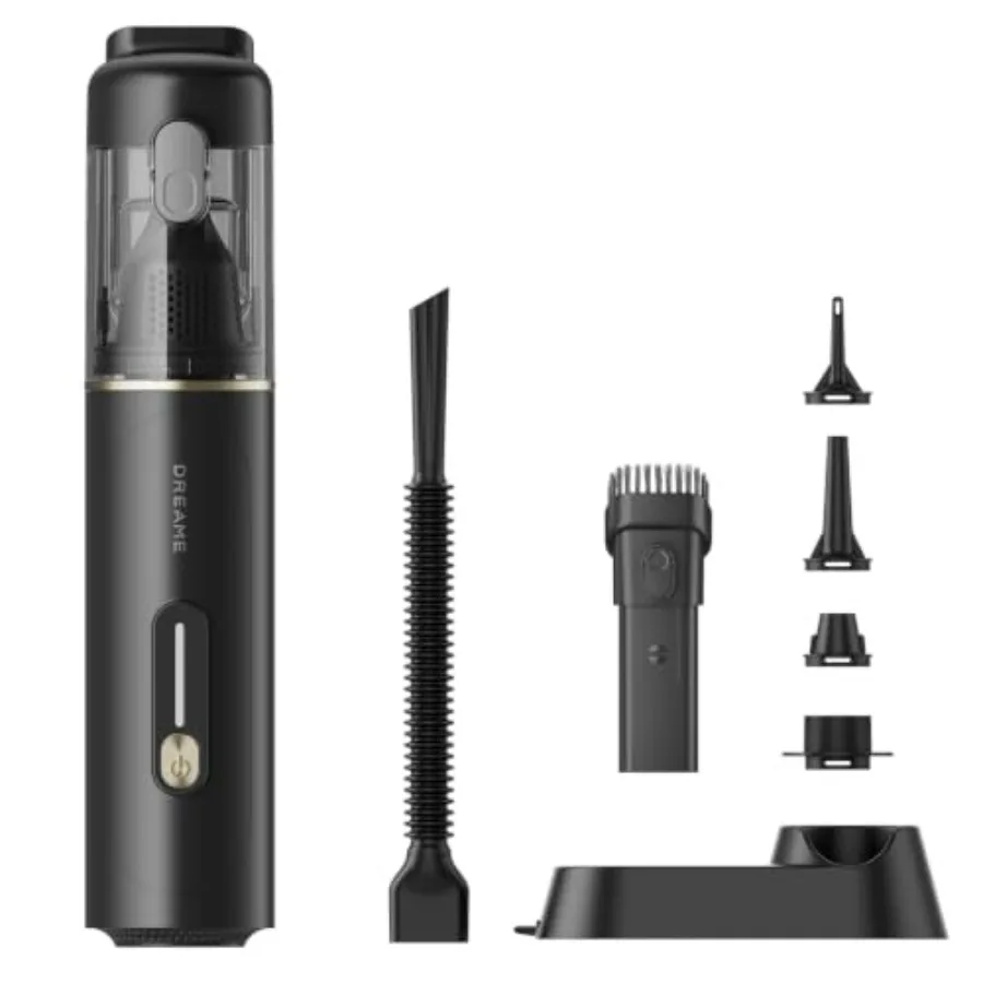 Car home use cordless handheld vacuum, ABS plastic, black, 19KPa suction, 4-in-1 portable design with all-in-one charging dock