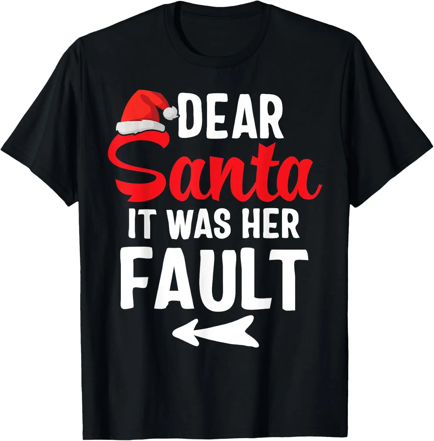 Funny Christmas Couples Shirts Dear Santa It Was Her Fault T-Shirt Halloween Cotton Short-Sleeve Tee: Fun, Stylish, Breathable, and Casual