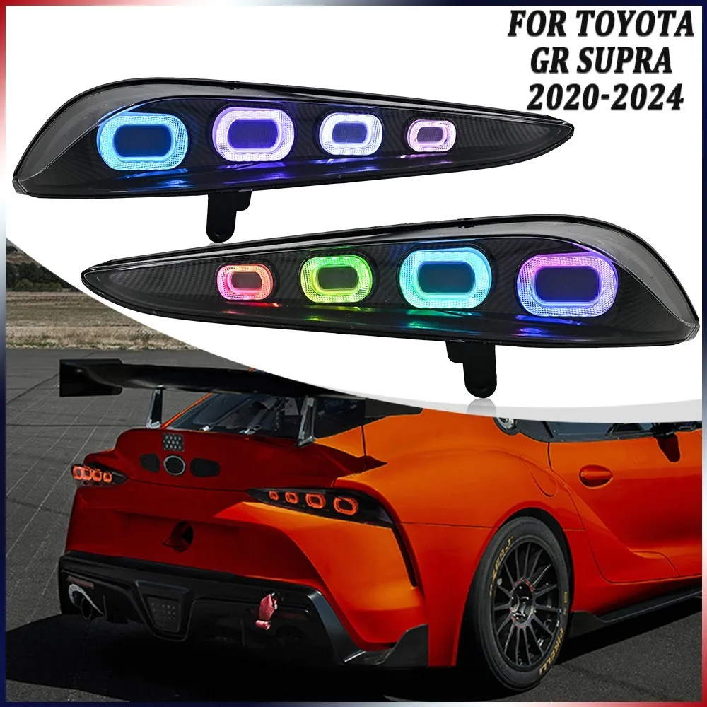 

1 комплект цветных светодиодных задних фонарей RGB в сборе для Toyota GR Supra 2020-2024 годов, аксессуары для задних фонарей багажника Plug and Play