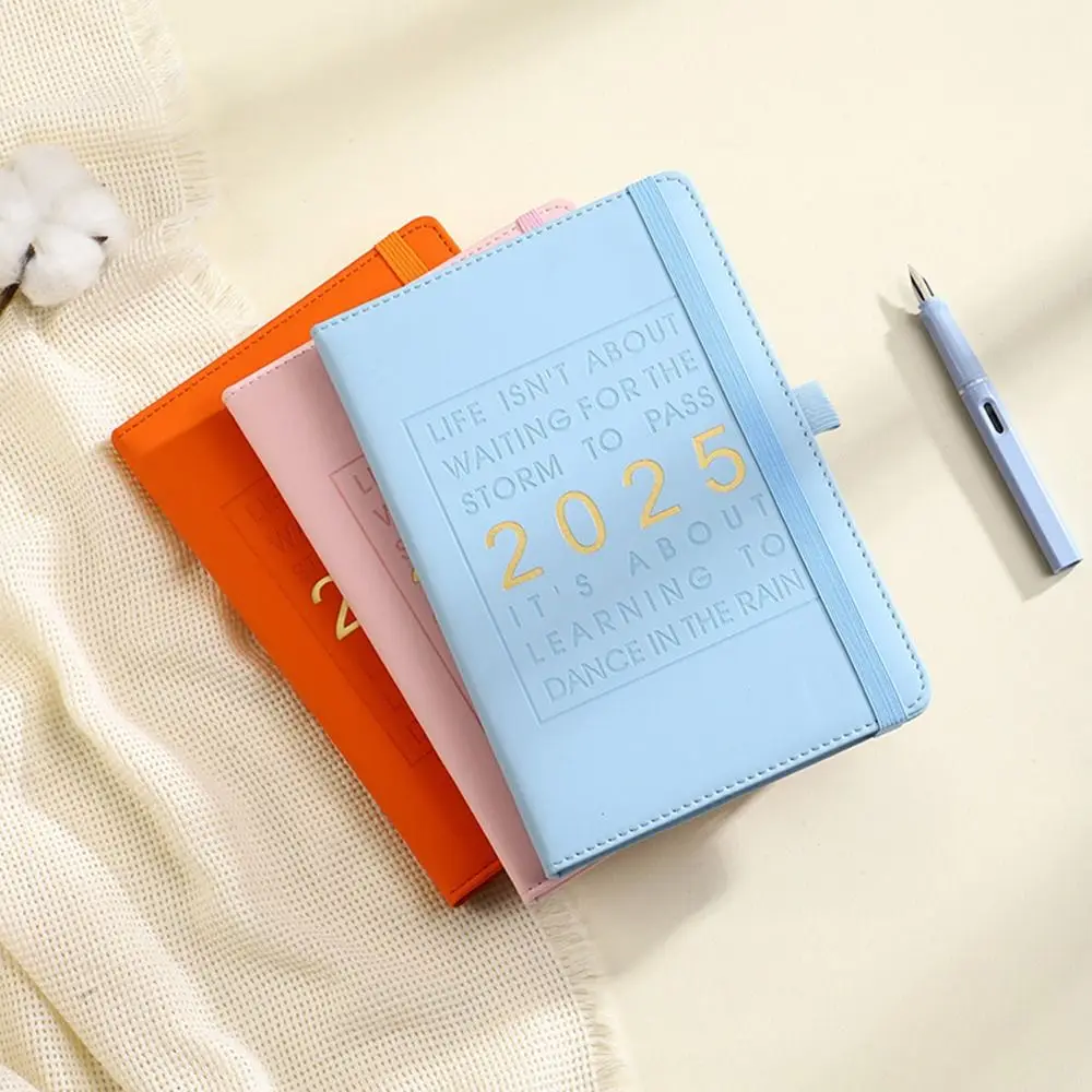 ภาษาอังกฤษ 2025 Schedule Planner Notepad 12 เดือนจดบันทึก A5 Agenda Notebook Diary Notepad Time Organizer 365 วัน Notepad