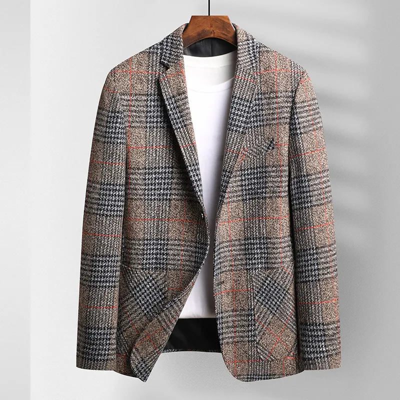 High-Quality Fashionable Men's Plaid Suit Casual Business Travel Party New Style Trendy Match All-Seasons Checkered Suit