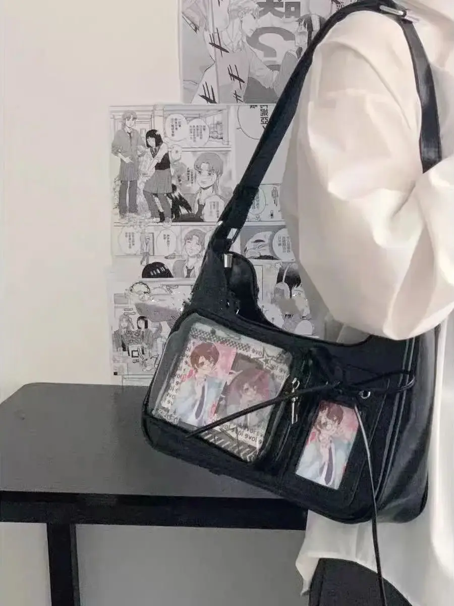 Y2k Harajuku Schoudertas Vrouwen Koreaanse Transparante Ita Bag School Crossbody Tas Vrouwelijke Japanse Designer Preppy Handtas Portemonnee