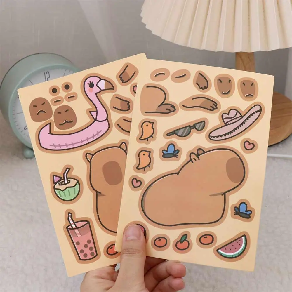 Make a Face Sticker Capybara Sticker Waterproof Cartoon Toy Puzzle Stickers Lovely DIY Face Changing Stickers Phone Decor