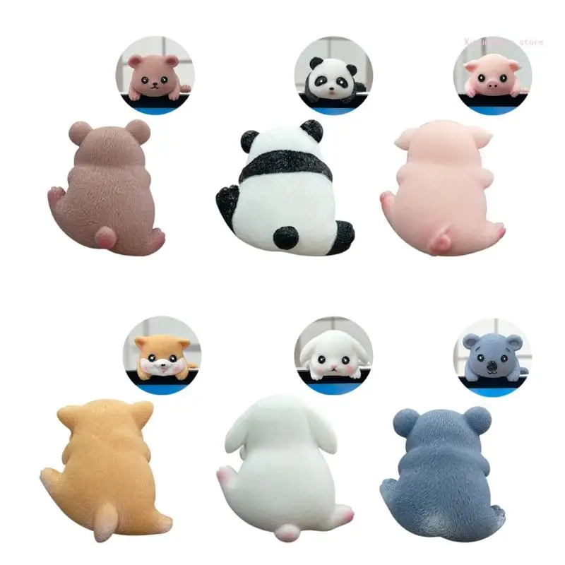 Desk Decors for Computer Monitors Set of 6Pcs 3D Resin Animal Figurines Toy Funny Ornament Office Desk Toy Gift