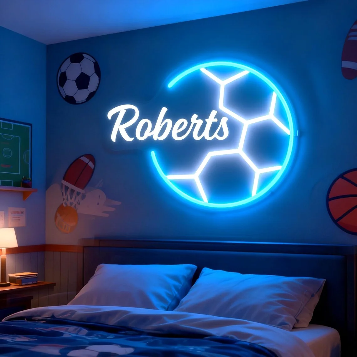Custom Soccer Name Neon Sign,Neon light Sign,Neon Sign bedroom,Home Decor,Wall Decor,Kids Room Decor,Birthday Party Decor Gifts