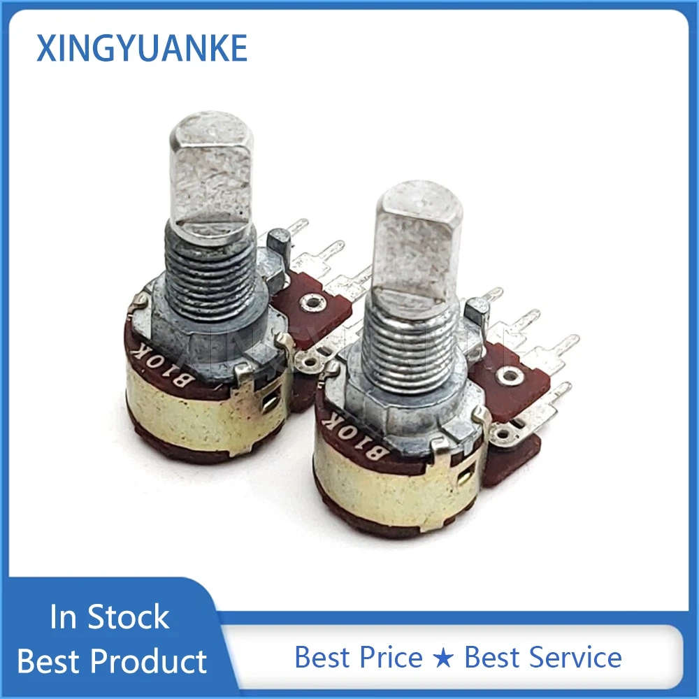 2PCS R1210G 12 Type Double B10K A10K Speaker Power Amplifier Audio Volume Adjustment Potentiometer 6-Pin Half Shaft Length 15MM