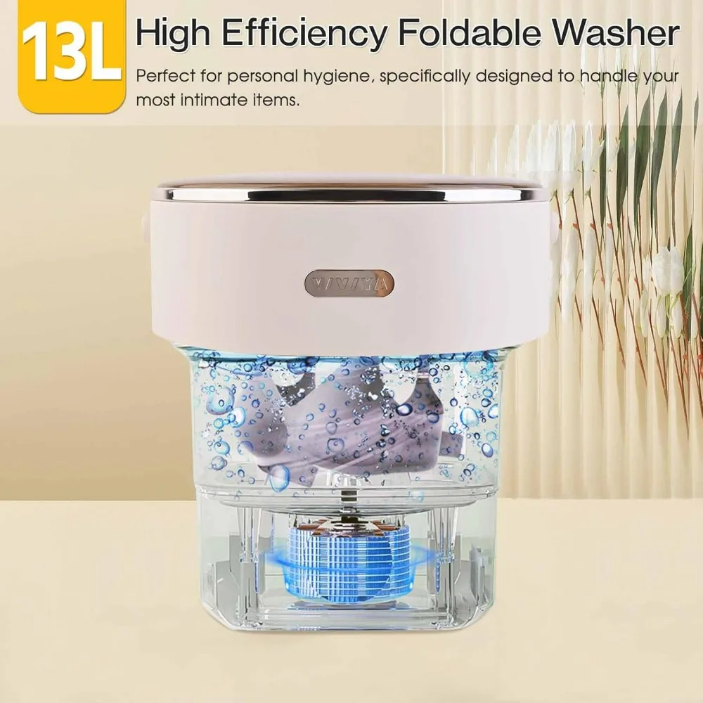 Portable Washing Machine, 13L, with Spin Basket and 2 Wash Bags, Ideal for Underwear, Socks, Baby Clothes - Perfect for Travel