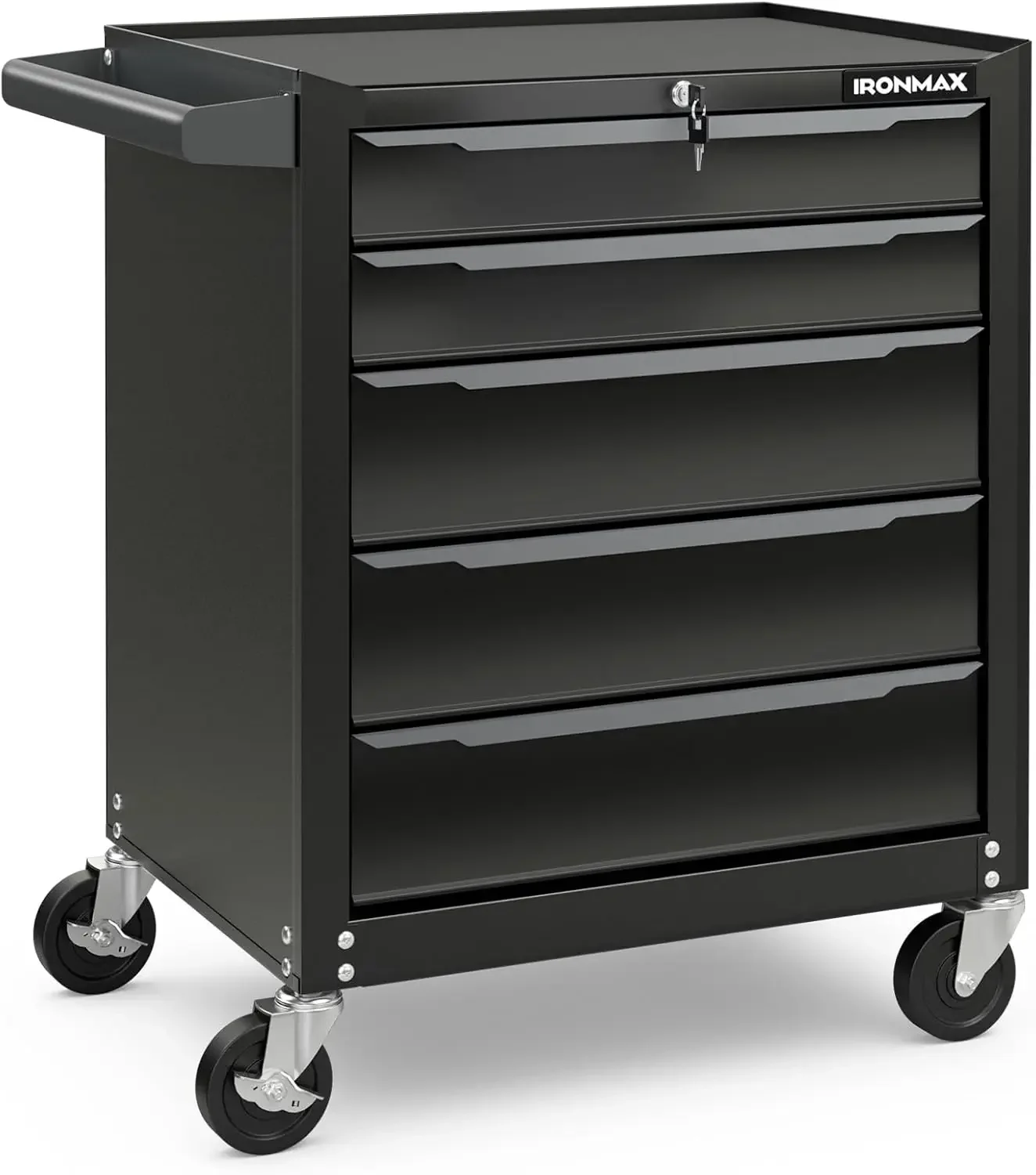 

Goplus Rolling Steel Tool Chest, 5-Drawer Tool Storage Cabinet with Hanging Holes, Central Keyed Locking System, Ball-Bearing Sl