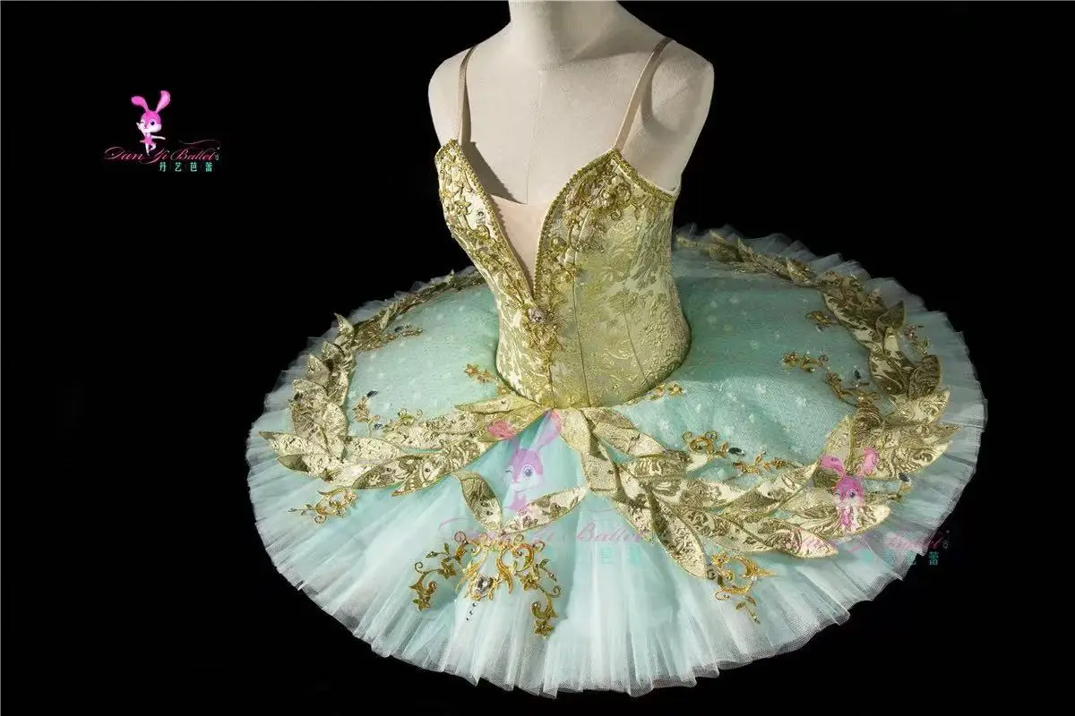 Danyi professional fruit green gold plate skirt tutu adult children's performance clothing performance competition clothes custo