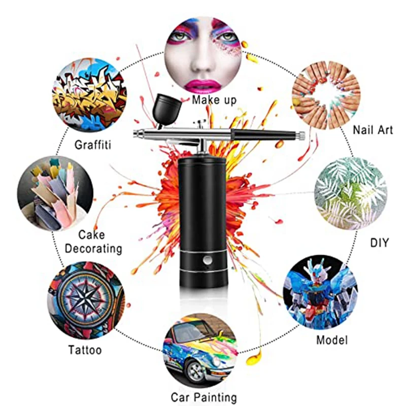 Airbrush Kit Rechargeable Cordless Airbrush Compressor,30PSI High Pressure,Portable Handheld Airbrush ,Airbrush Set-A09G